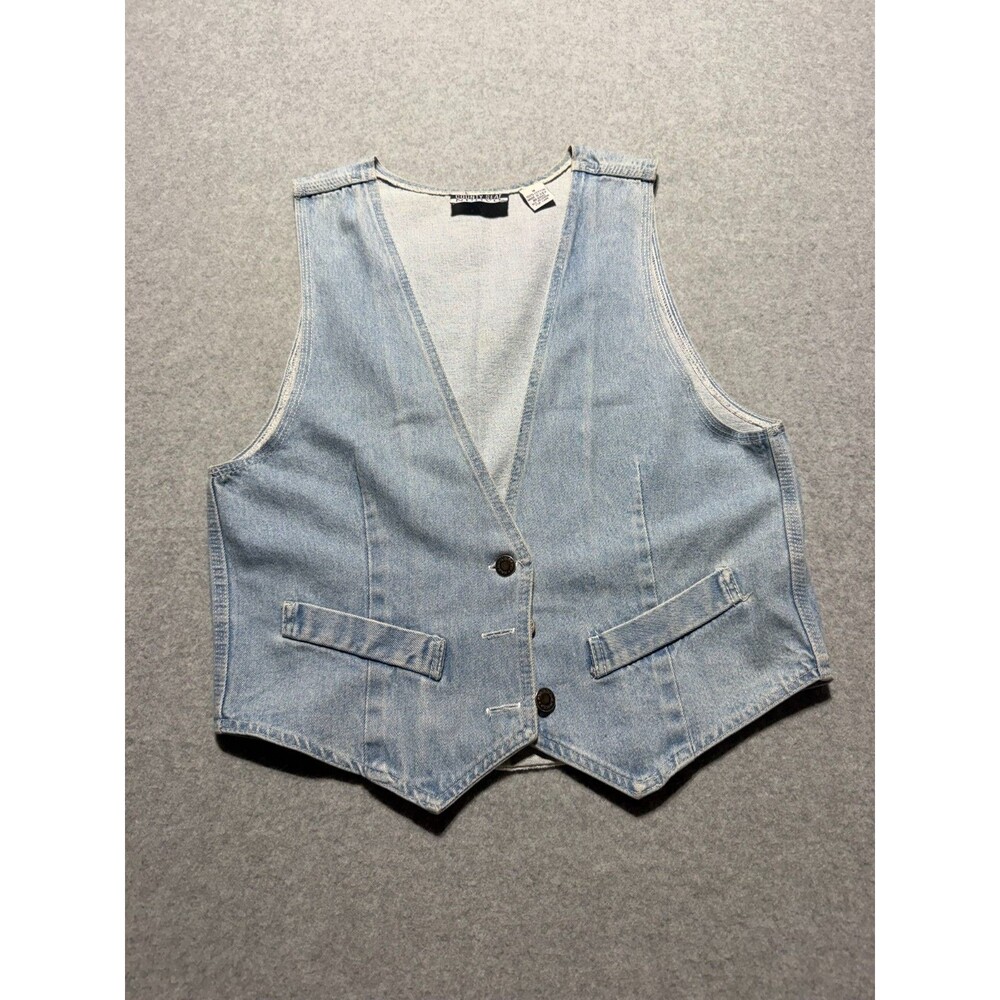 Nuovo County Seat Women's Light Denim Vest Blue Size M 100% Cotton Retro 90's